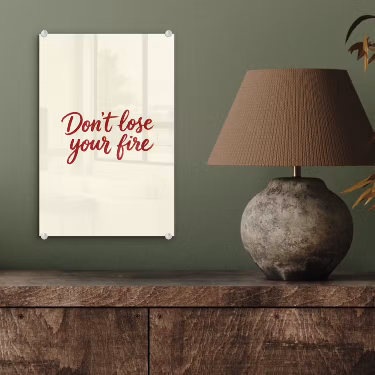 Glas schilderij - Don't lose your fire - Rood - Wit - Minimalistisch — 4
