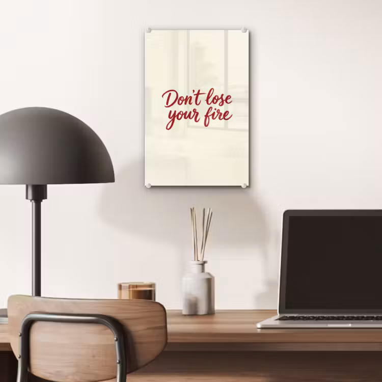 Glas schilderij - Don't lose your fire - Rood - Wit - Minimalistisch — 7
