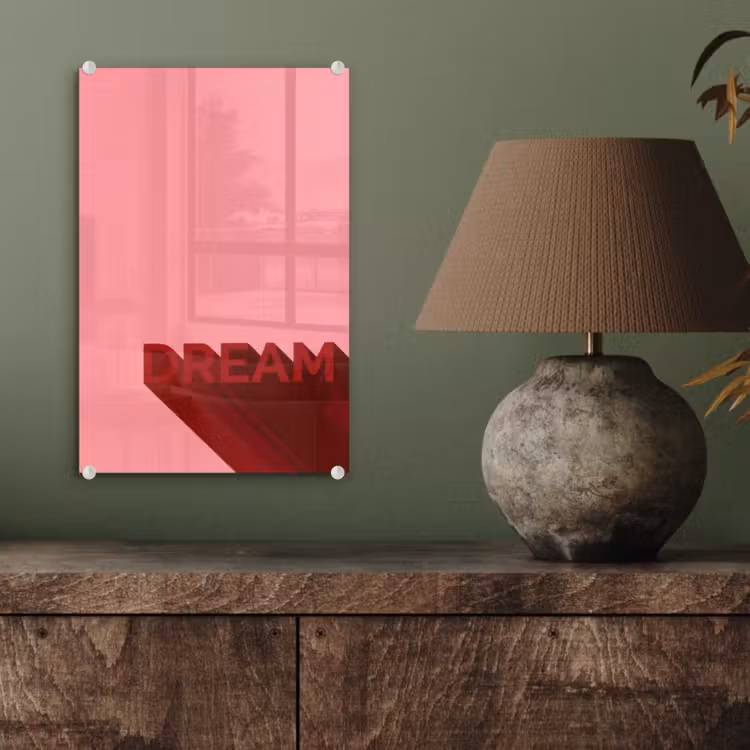 Glas schilderij - Dream - 3D - Rood - Roze — 4