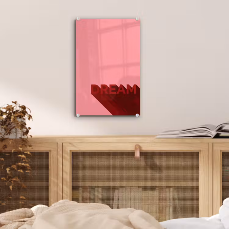 Glas schilderij - Dream - 3D - Rood - Roze — 5