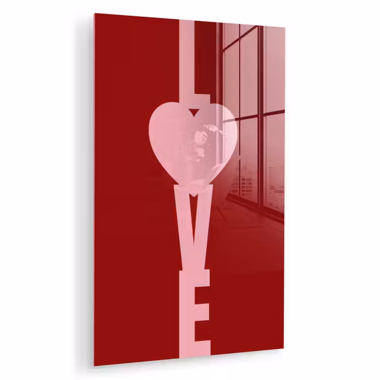 Glas schilderij - Love - Hart - Rood — 1