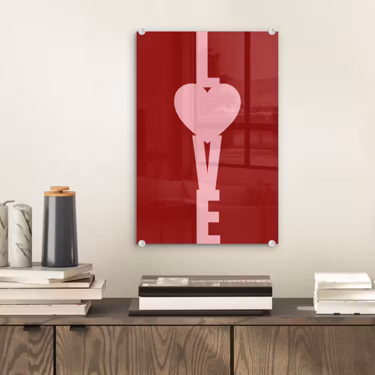 Glas schilderij - Love - Hart - Rood — 2