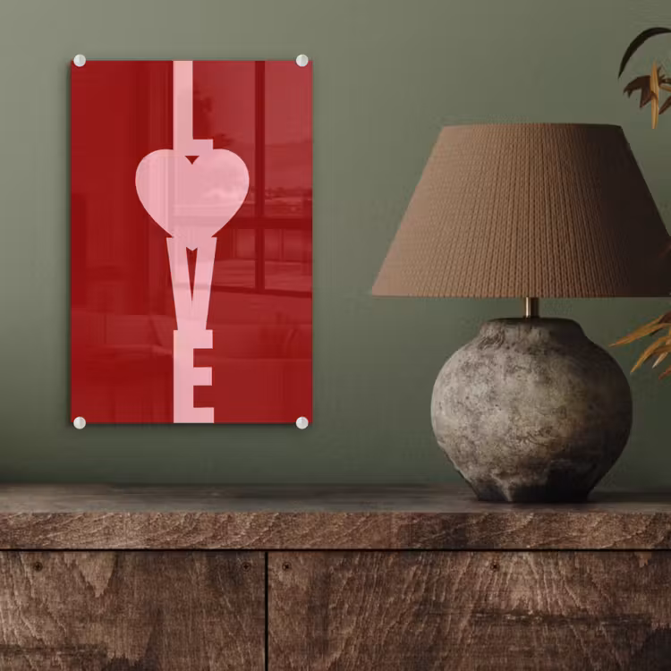 Glas schilderij - Love - Hart - Rood — 4