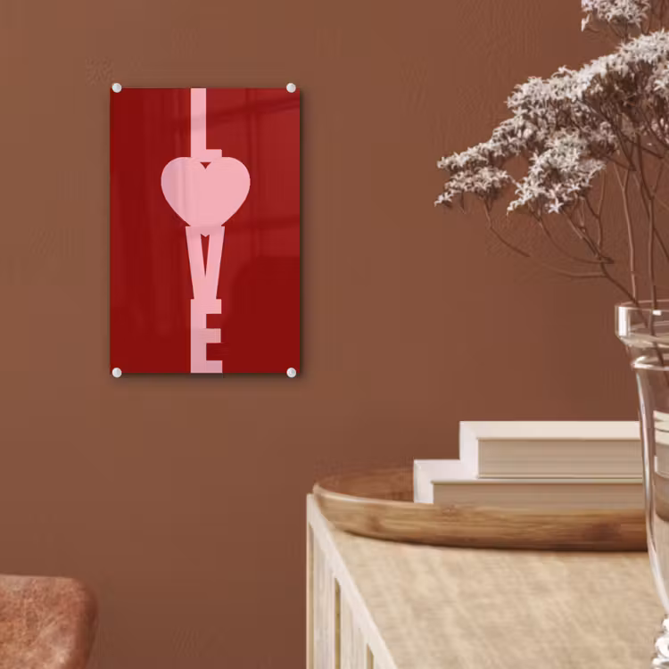 Glas schilderij - Love - Hart - Rood — 6