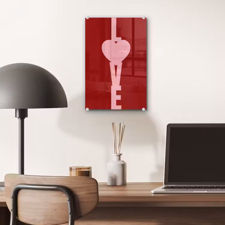 Glas schilderij - Love - Hart - Rood — 7