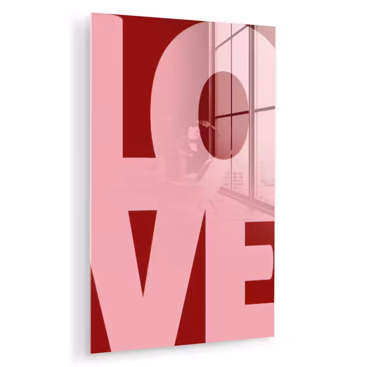 Glas schilderij - Love - Rood - Blokletters — 1