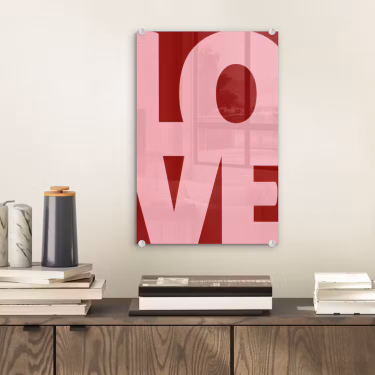 Glas schilderij - Love - Rood - Blokletters — 2