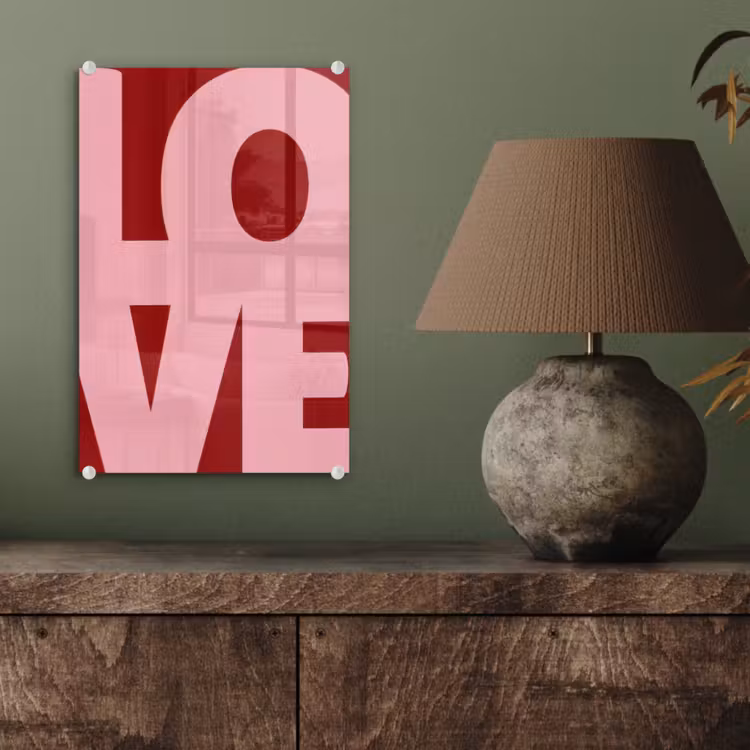 Glas schilderij - Love - Rood - Blokletters — 4