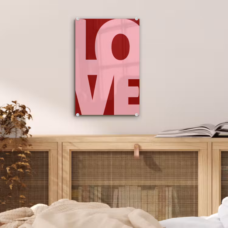 Glas schilderij - Love - Rood - Blokletters — 5