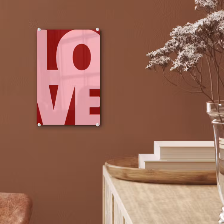 Glas schilderij - Love - Rood - Blokletters — 6