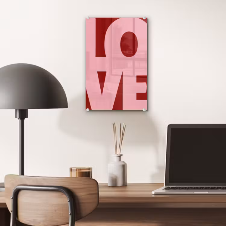 Glas schilderij - Love - Rood - Blokletters — 7