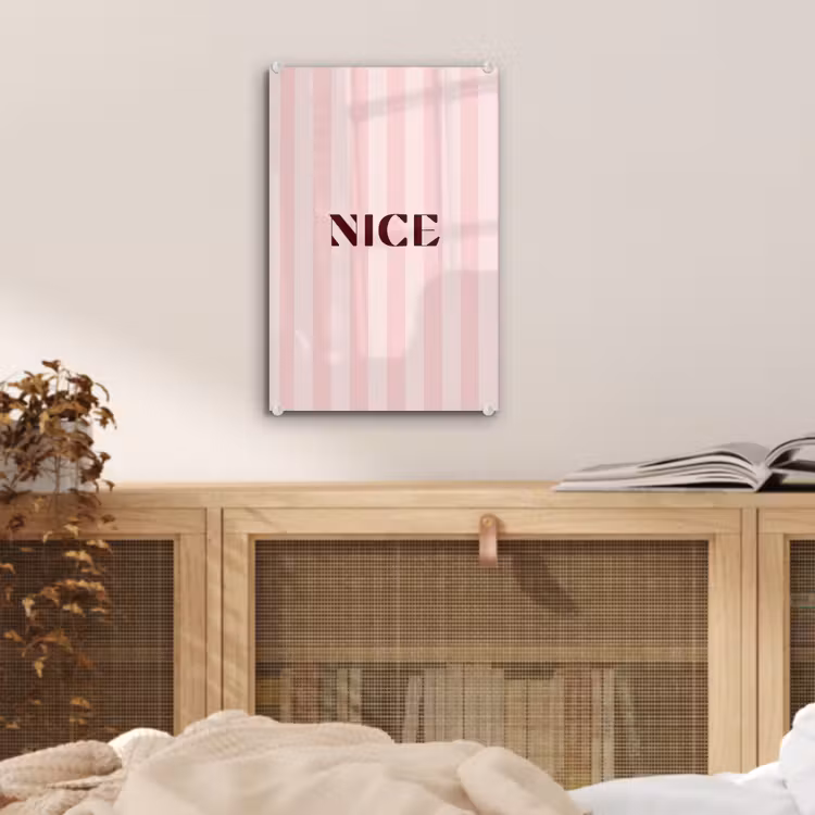 Glas schilderij - Nice - Strepen - Roze — 5