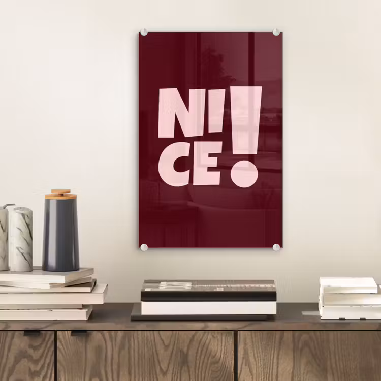 Glas schilderij - Nice - Uitroepteken - Rood — 2