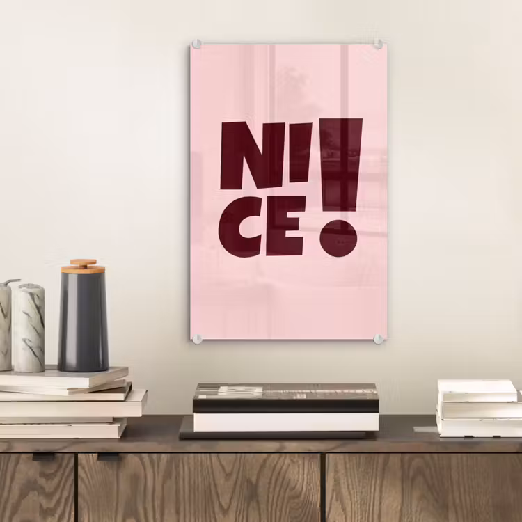 Glas schilderij - Nice - Uitroepteken - Roze — 2
