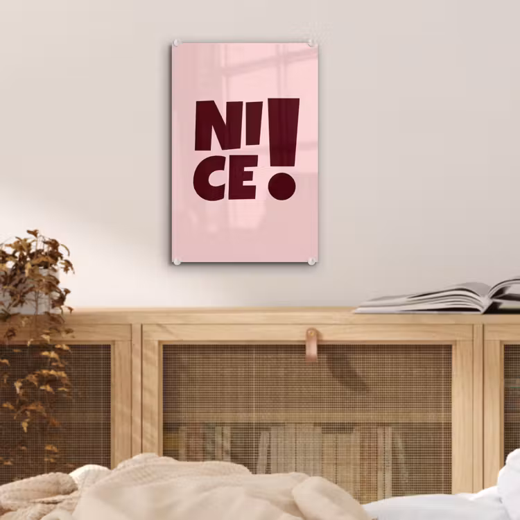 Glas schilderij - Nice - Uitroepteken - Roze — 5