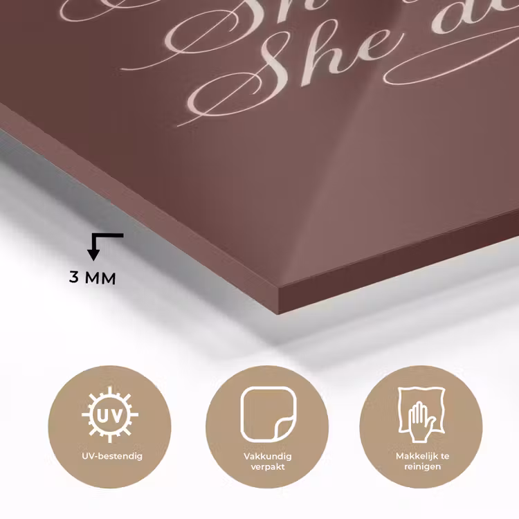Glas schilderij - She plans she glows she achieves - Rood - Cursief — 3