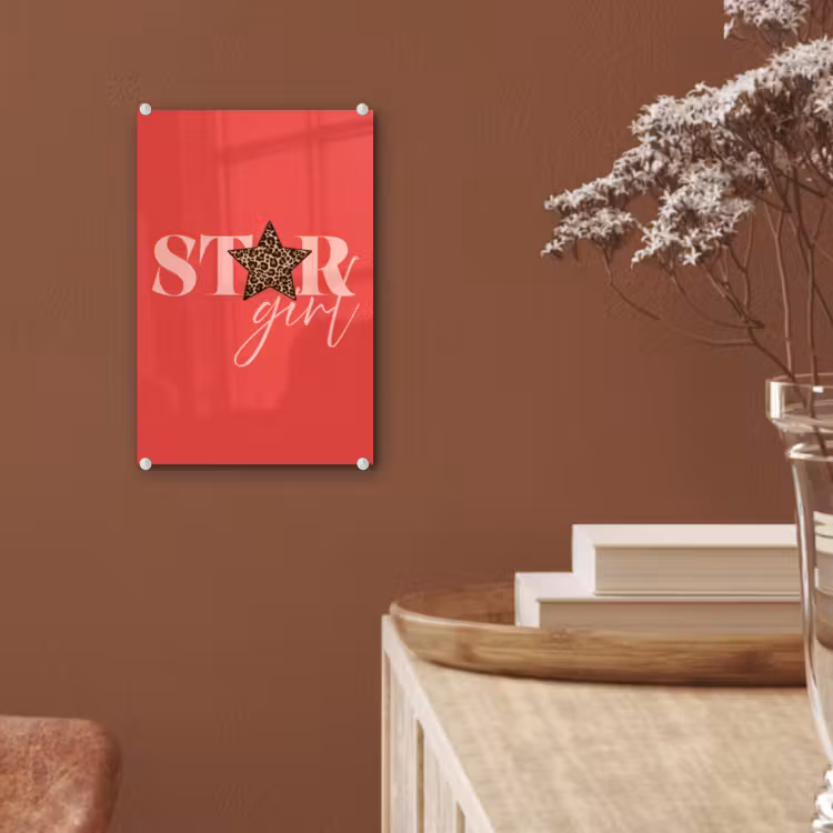 Glas schilderij - Star girl - Rood - Panter - Ster — 6