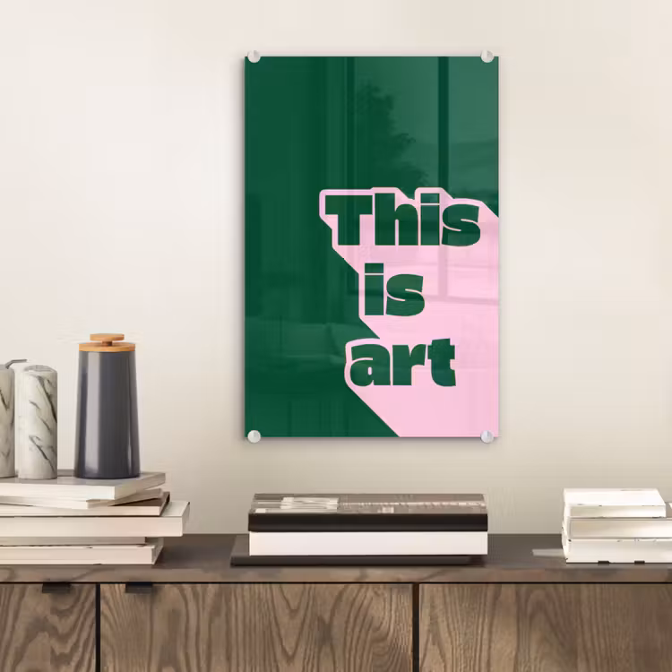Glas schilderij - This is art - Schaduw - Roze — 2