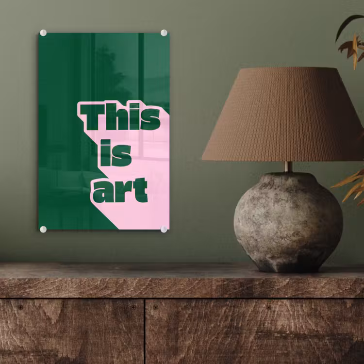 Glas schilderij - This is art - Schaduw - Roze — 4