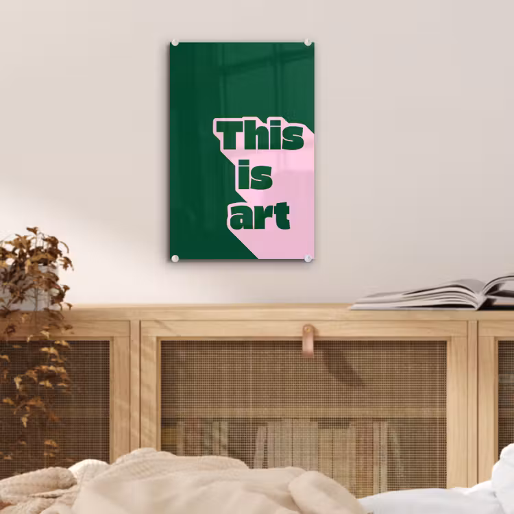 Glas schilderij - This is art - Schaduw - Roze — 5