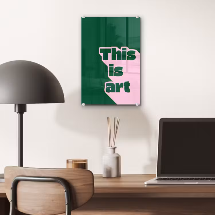 Glas schilderij - This is art - Schaduw - Roze — 7