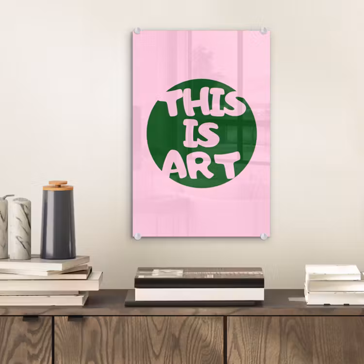Glas schilderij - This is art - Tekst - Cirkel - Groen — 2