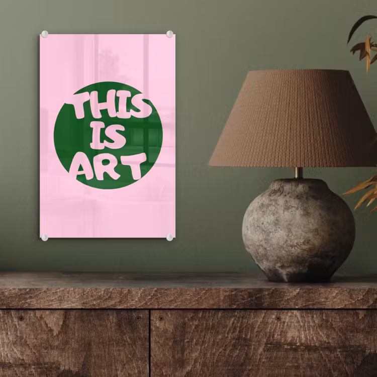 Glas schilderij - This is art - Tekst - Cirkel - Groen — 4