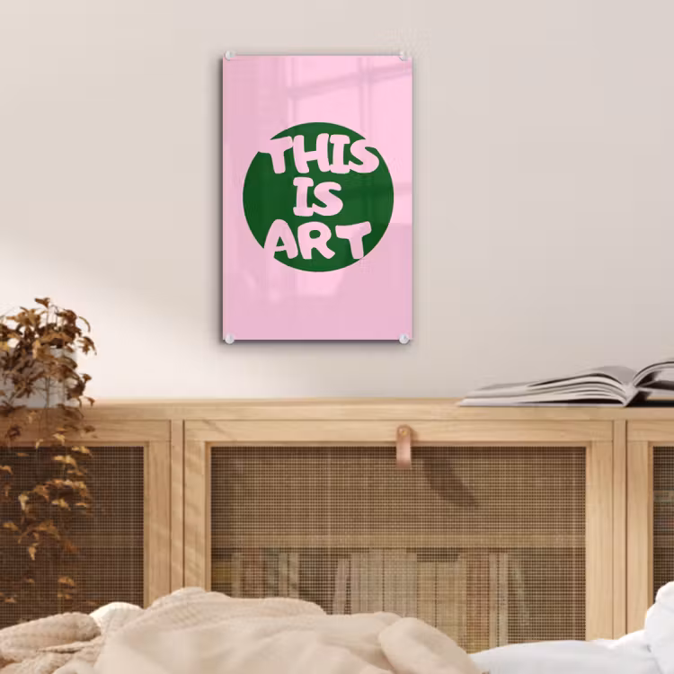 Glas schilderij - This is art - Tekst - Cirkel - Groen — 5