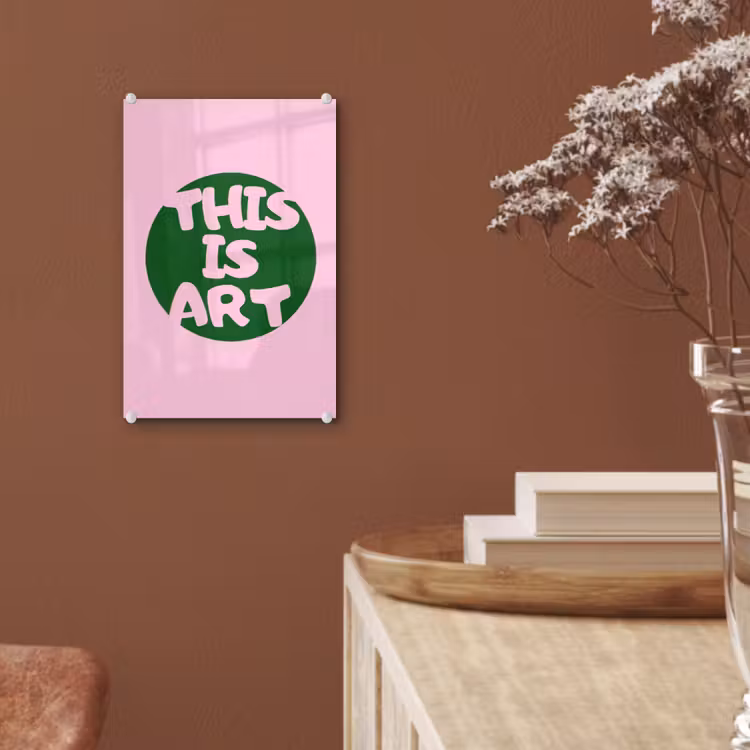 Glas schilderij - This is art - Tekst - Cirkel - Groen — 6
