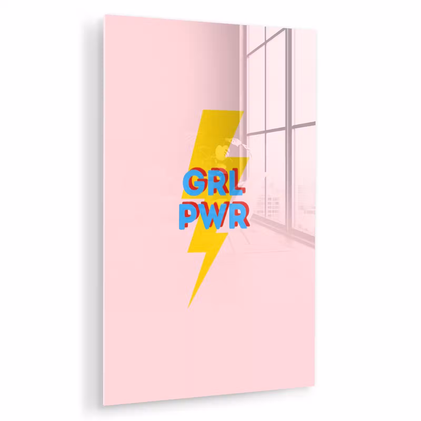 Glas schilderij - Grl pwr - Bliksem - Roze — 1