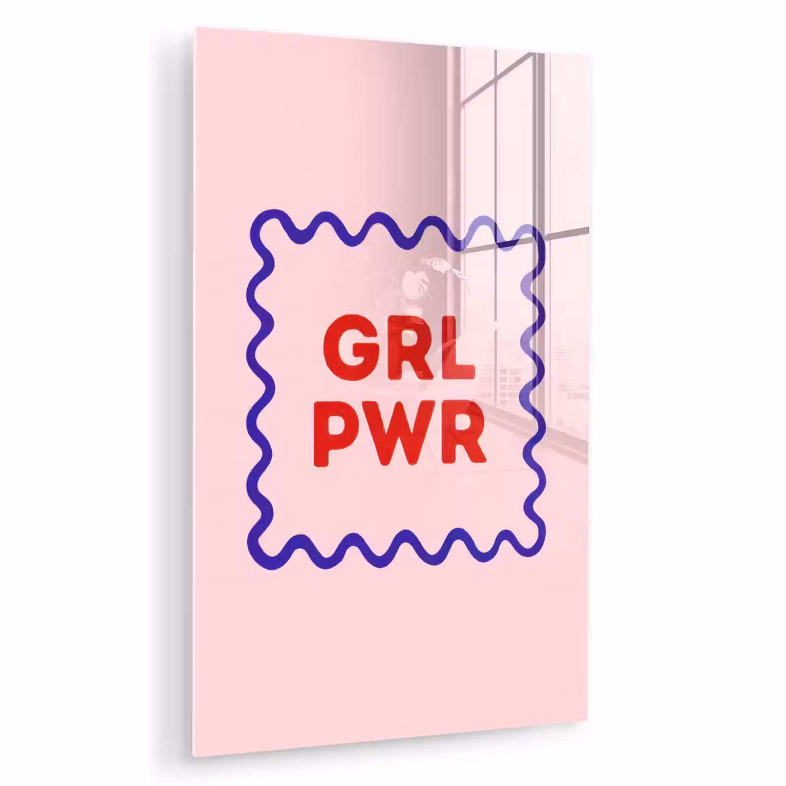 Glas schilderij - Grl pwr - Roze - Kader — 1