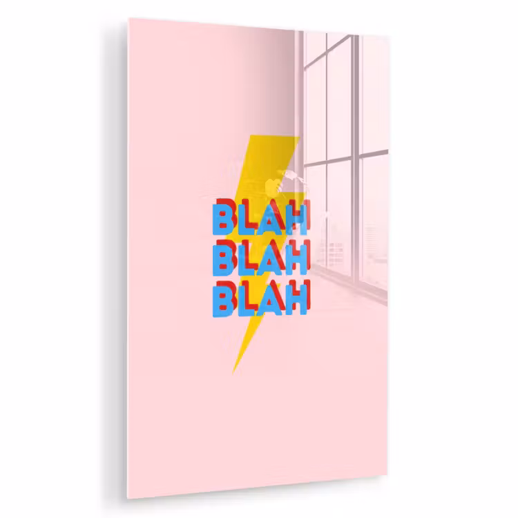 Glas schilderij - Blah - Bliksem - Roze — 1