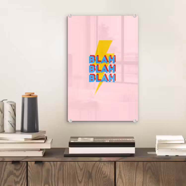 Glas schilderij - Blah - Bliksem - Roze — 2