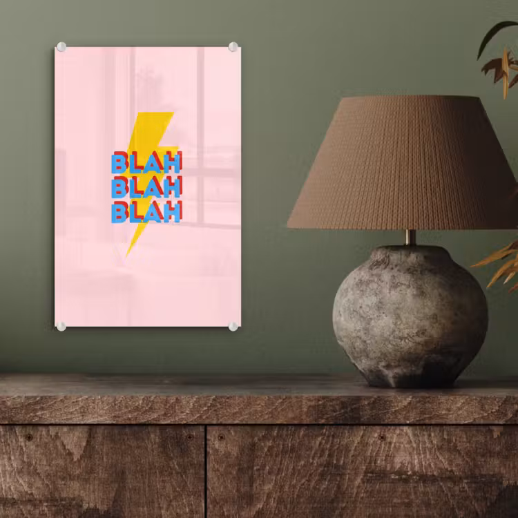 Glas schilderij - Blah - Bliksem - Roze — 4