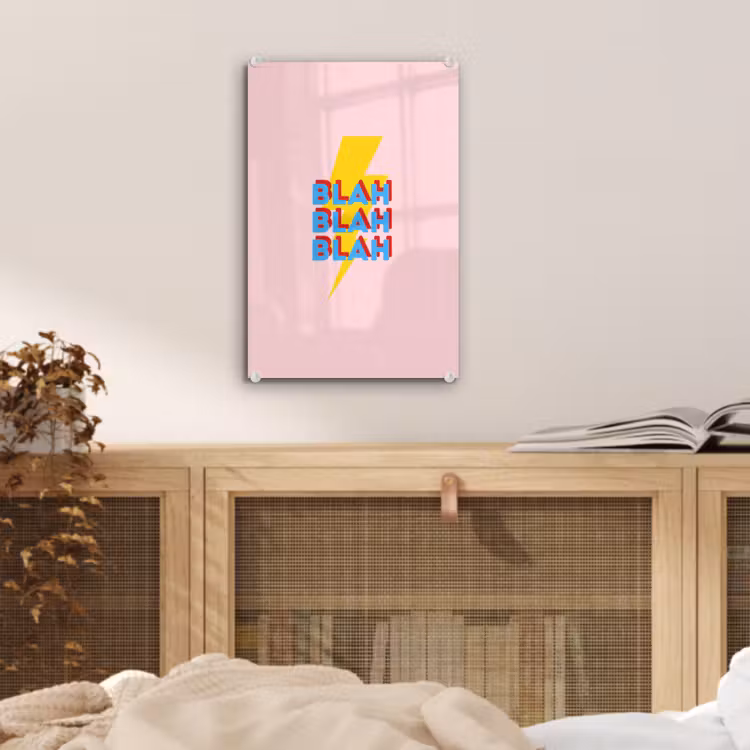 Glas schilderij - Blah - Bliksem - Roze — 5