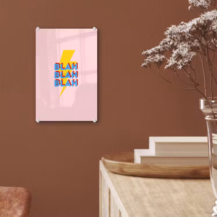 Glas schilderij - Blah - Bliksem - Roze — 6