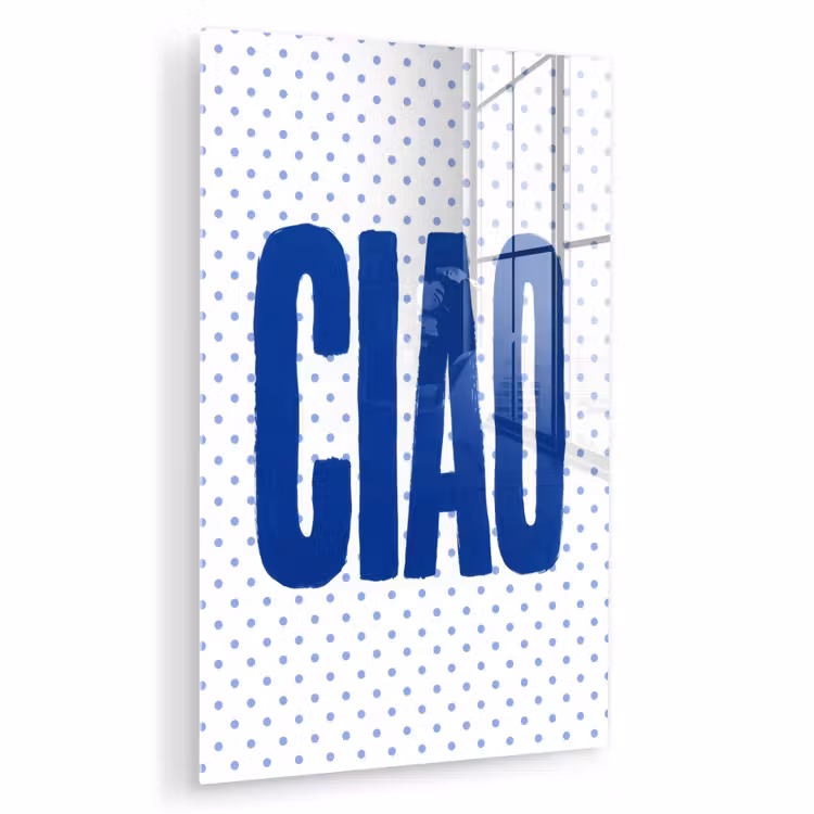 Glas schilderij - Ciao - Blauw - Stippen — 1