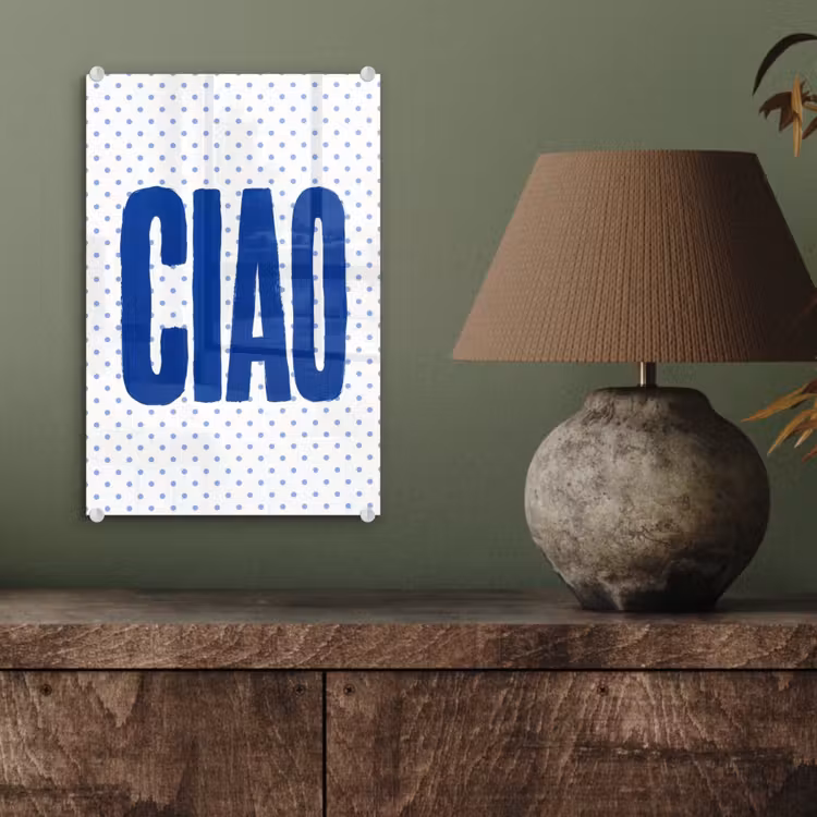 Glas schilderij - Ciao - Blauw - Stippen — 4