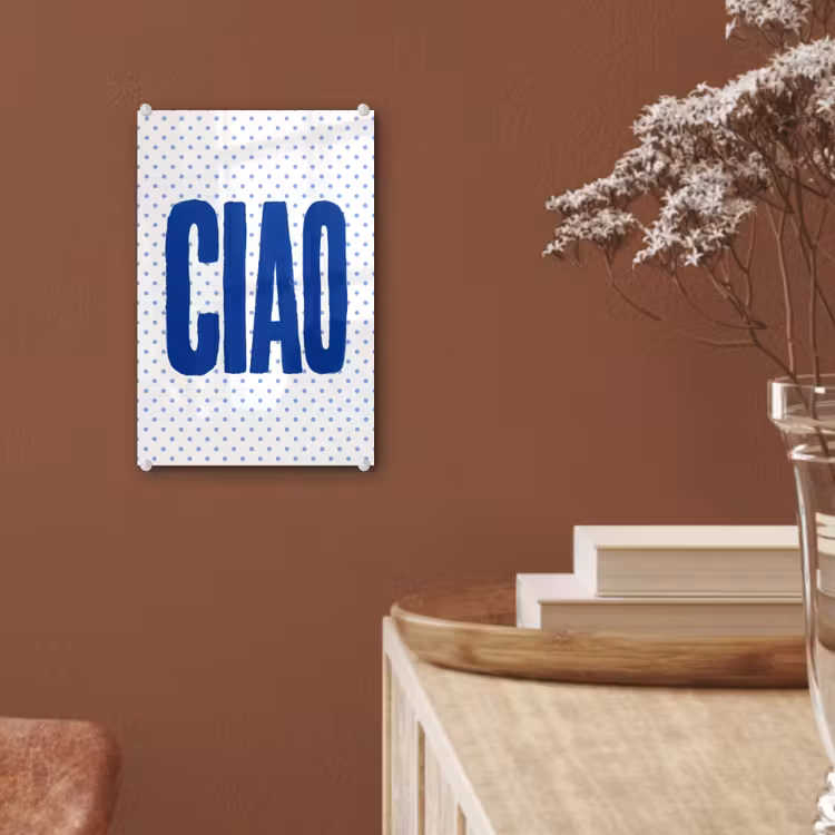 Glas schilderij - Ciao - Blauw - Stippen — 6