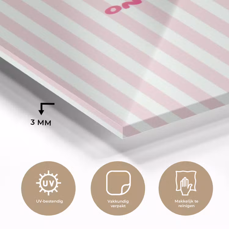 Glas schilderij - Focus on the good - Strepen - Roze - Smiley — 3