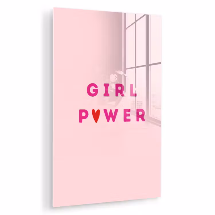Glas schilderij - Girl power - Roze - Hartje — 1