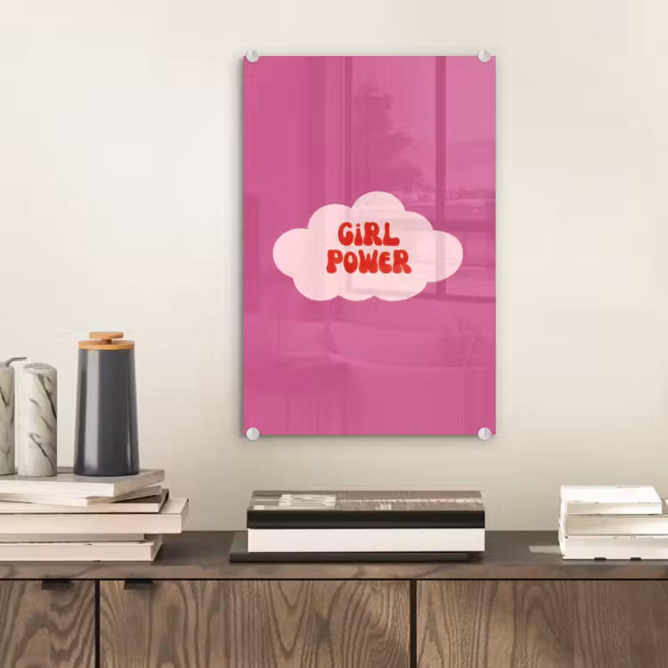 Glas schilderij - Girl power - Wolk - Roze — 2