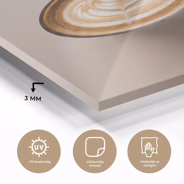 Glas schilderij - Koffie - Obessive Coffee Disorder - Beige — 3