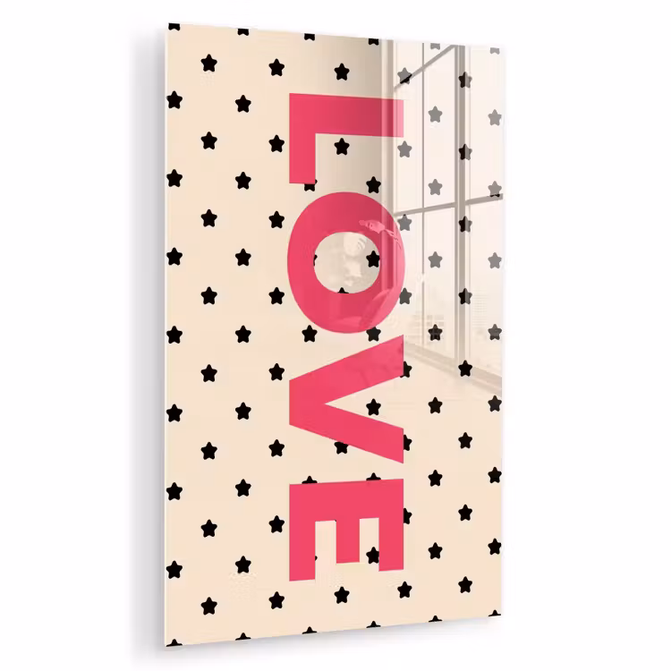 Glas schilderij - Love - Stippen - Roze — 1