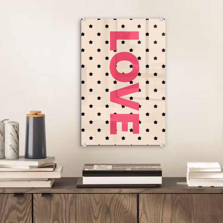 Glas schilderij - Love - Stippen - Roze — 2