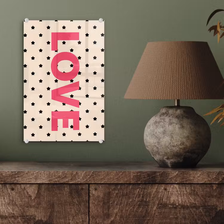 Glas schilderij - Love - Stippen - Roze — 4