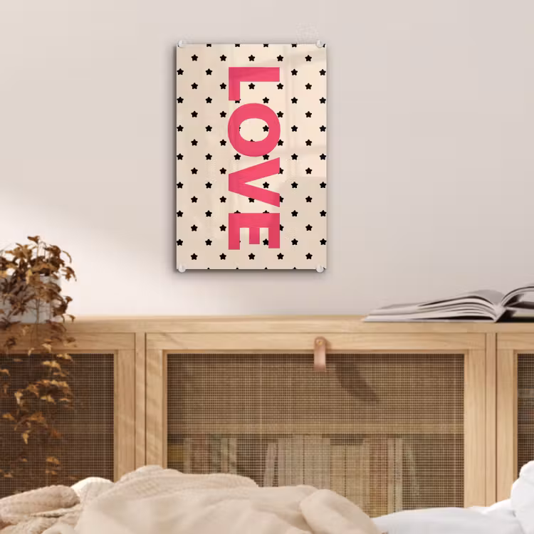Glas schilderij - Love - Stippen - Roze — 5