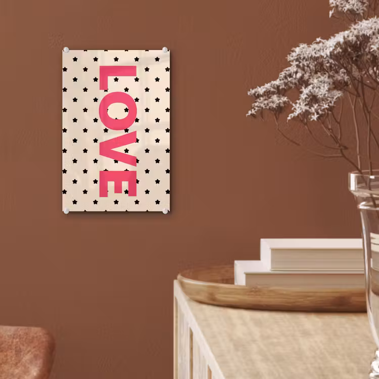 Glas schilderij - Love - Stippen - Roze — 6
