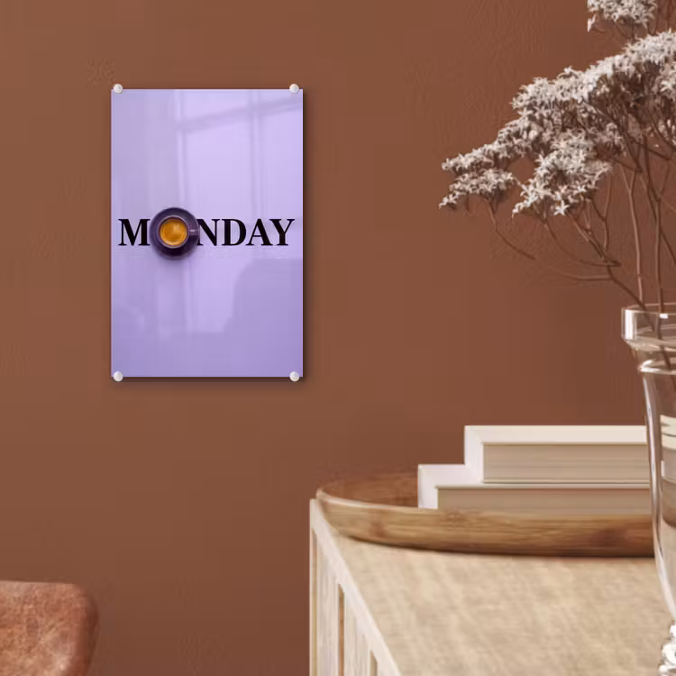 Glas schilderij - Maandag - Mok - Koffie - Paars — 6