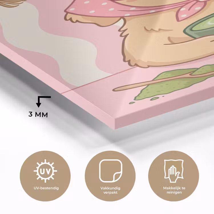 Glas schilderij - Matcha - Hond - Roze - Groen — 3